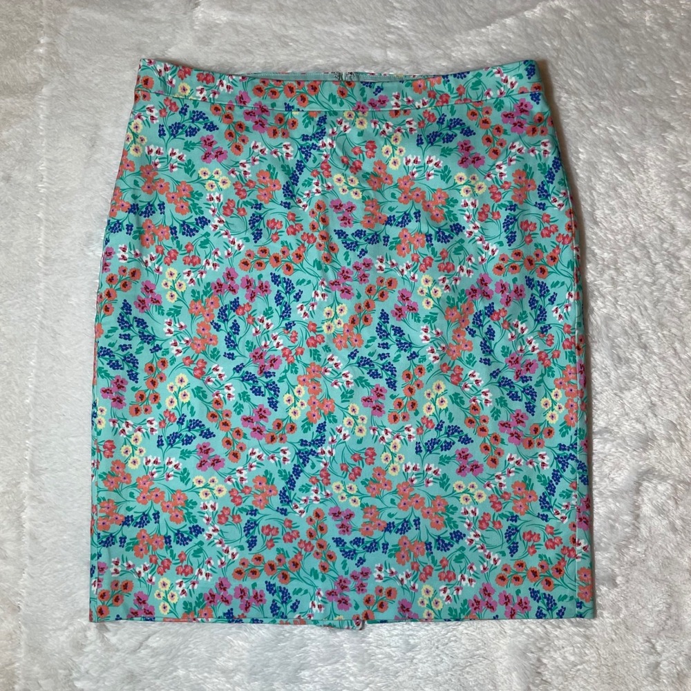 J.Crew Re-Imagined Floral Pencil Skirt Cotton Stretch 12 Garden Party Whimsical